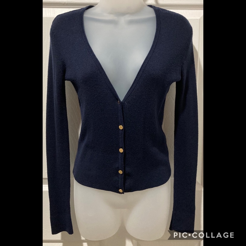 {SALE} Tommy Hilfiger Navy button up sweater -S-